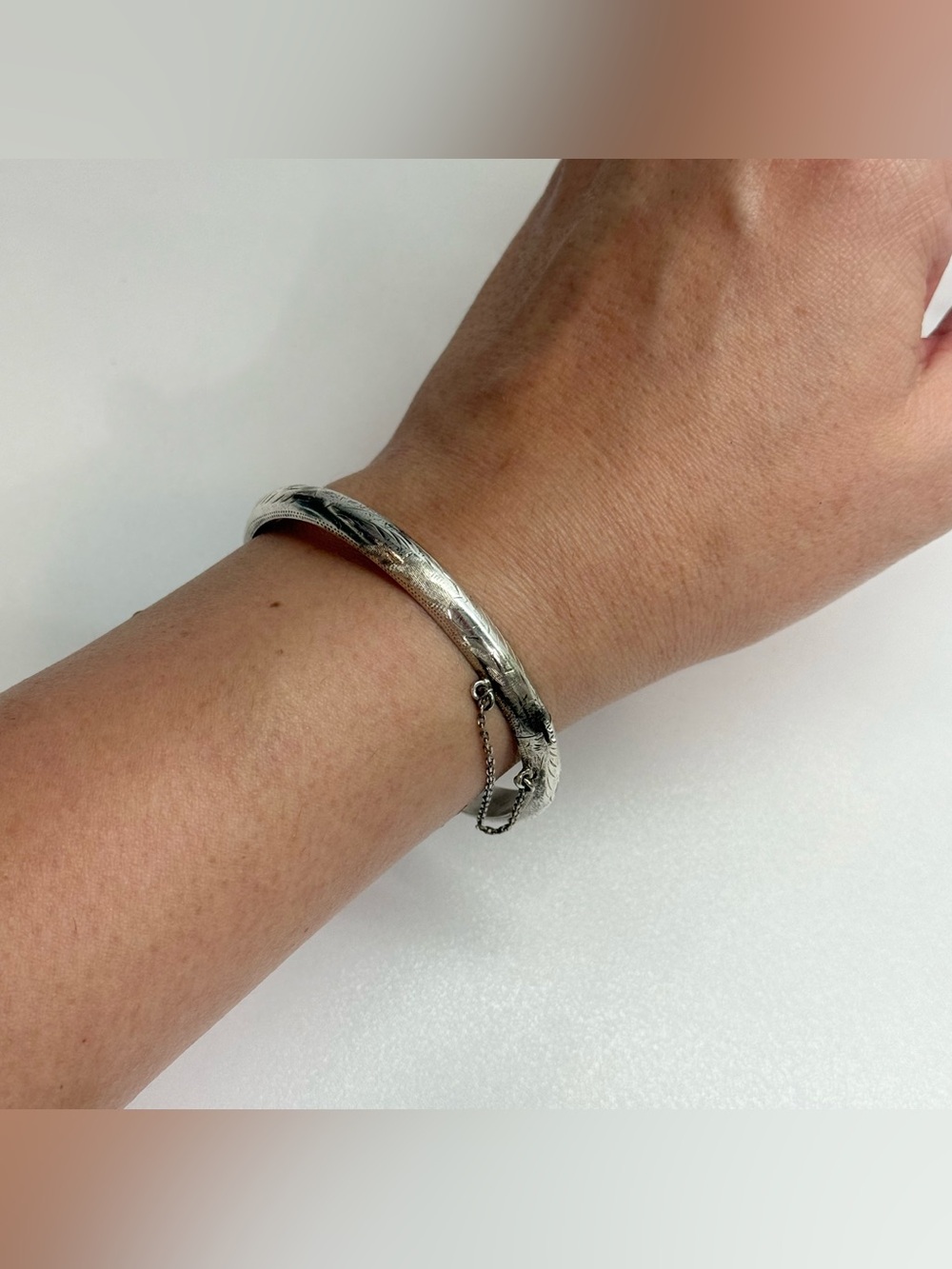 Sterling Silver etched bangle bracelet